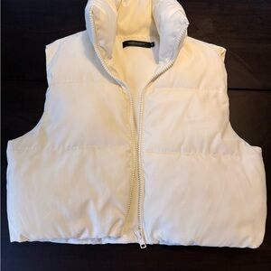 Cream Puffer Vest (Cropped, Size M)